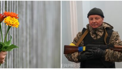 Fetiţa care vinde flori în stradă pentru a cumpăra veste antiglonț militarilor ucraineni