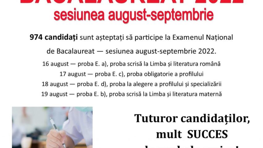 Maramureș – 974 de candidați la Bacalaureatul de toamnă