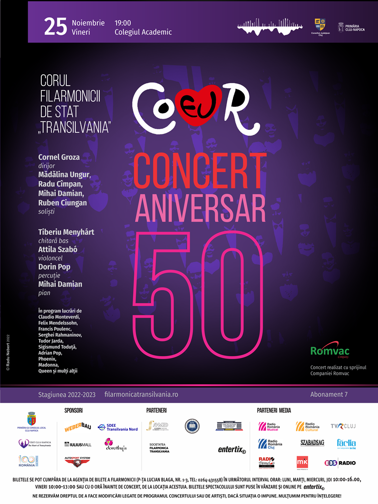 Concert aniversar: Corul Filarmonicii de Stat „Transilvania” – 50 de ani