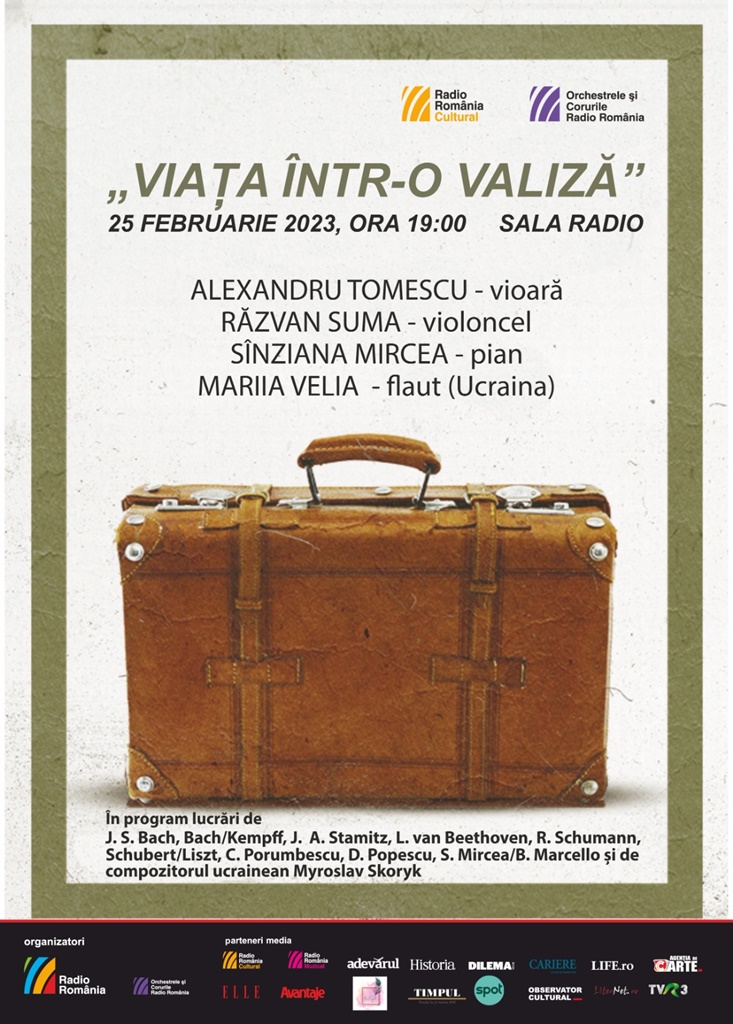 „Viața într-o valiză” – concert special pentru Ucraina, la Sala Radio