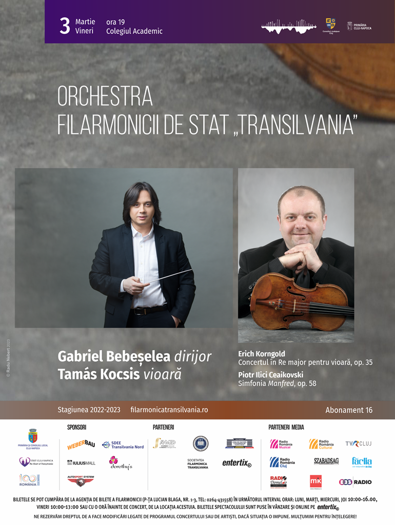 Violonistul Tamás Kocsis revine pe scena Filarmonicii din Cluj, după mai bine de 3 decenii