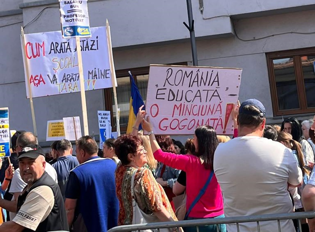 Sindicaliștii din educație protestează în județul Maramureș