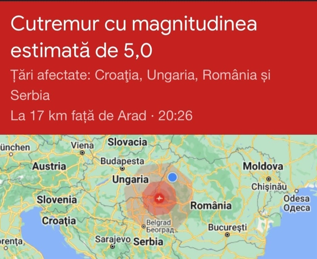 Un nou cutremur puternic a avut loc marți seara în Arad [AUDIO]