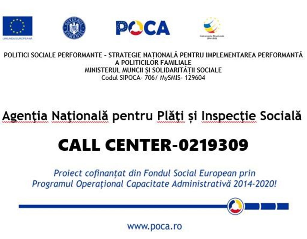 Call Center la Agenția Națională pentru Plăți și Inspecție Socială