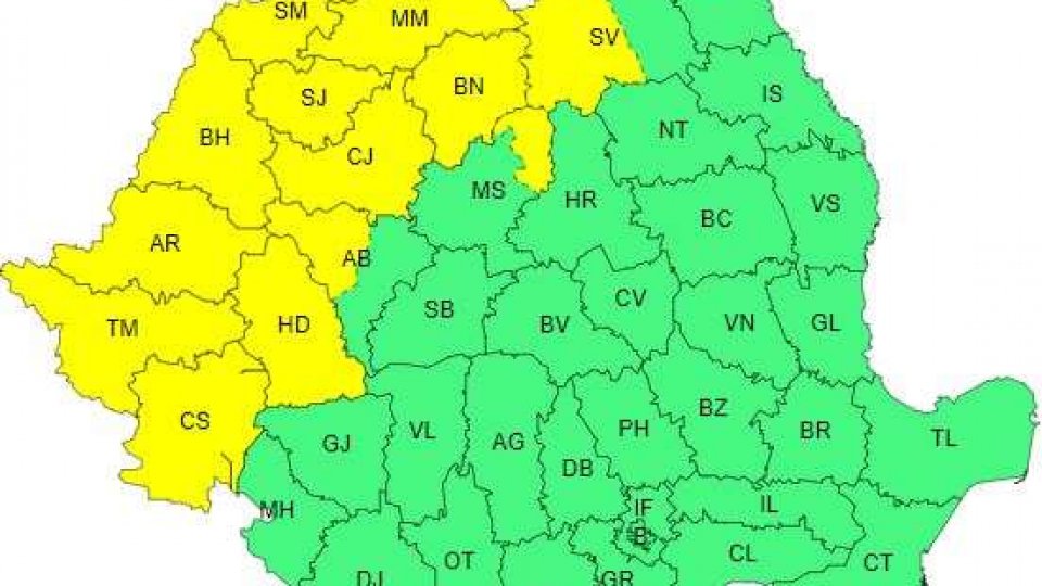 Atenționare de ploi în județe din nord-vestul țării