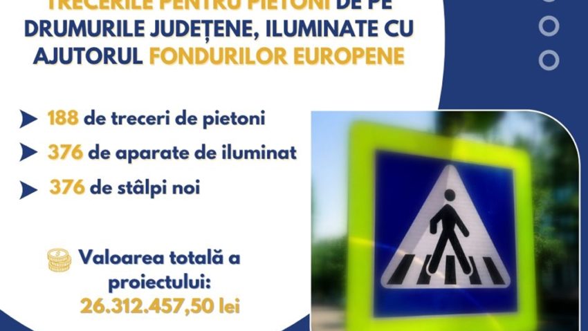 Vor fi iluminate trecerile de pietoni de pe drumurile județene