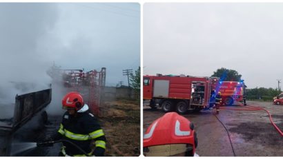 Utilaje agricole arse într-un incendiu