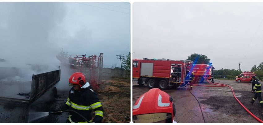 Utilaje agricole arse într-un incendiu