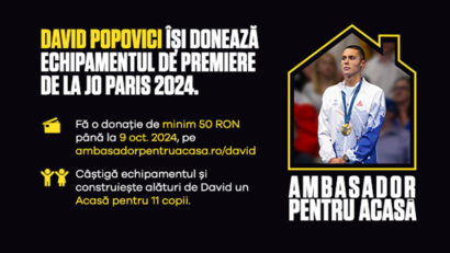 David Popovici își donează echipamentul purtat la Olimpiadă