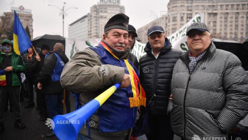 Silvicultorii protestează în Piața Victoriei